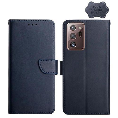 Étui À Rabat En Cuir Samsung Galaxy Note20 Ultra - Résistant Aux Empreintes Digitales,Bleu Bleu