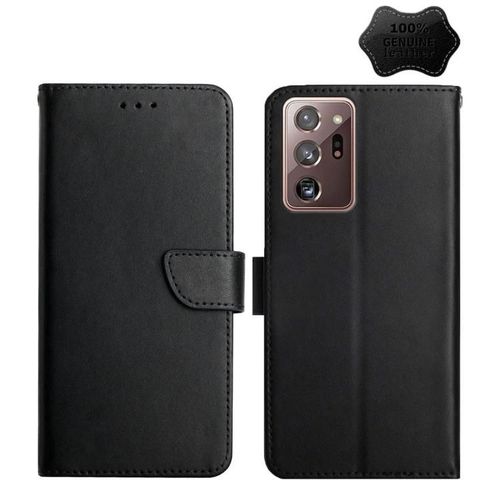 Étui À Rabat En Cuir Samsung Galaxy Note20 Ultra - Résistant Aux Empreintes Digitales,Noir Noir