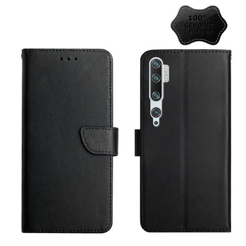 Xiaomi Mi Note 10 Étui À Rabat En Cuir - Résistant Aux Empreintes Digitales,Noir Noir