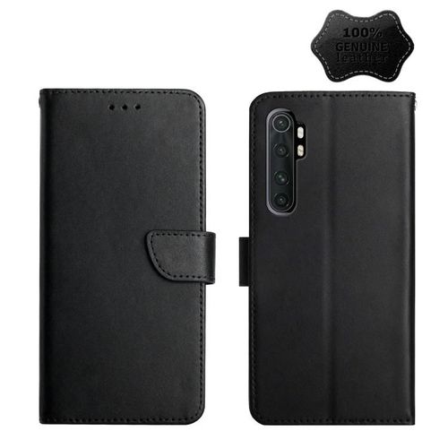 Xiaomi Mi Note 10 Lite Étui À Rabat En Cuir - Résistant Aux Empreintes Digitales,Noir Noir