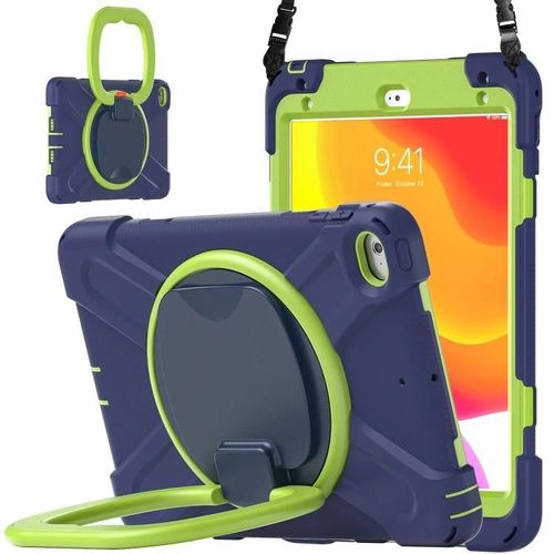 Coque De Protection Pour Ipad Mini 5/4 - Silicone & Pc Avec Support Et Sangle - Sunsky Bleu Marine/Jaune Vert Bleu Marine+Jaune Vert
