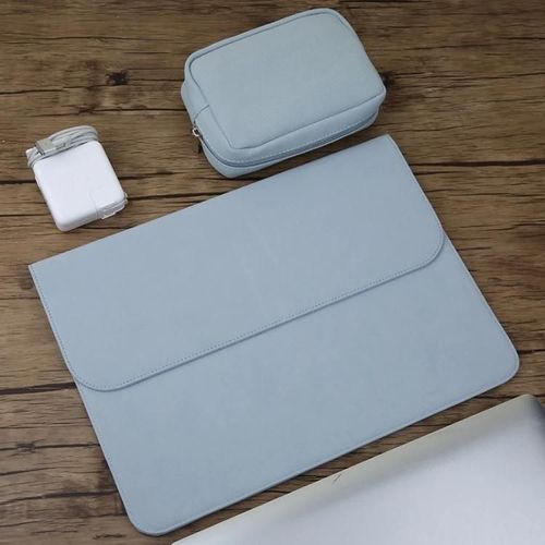 Sacoche pour ordinateur portable 2 en 1 - Intérieur en cuir mat et sac d'alimentation pour MacBook Air 11,6"" - SUNSKY Bleu saphir Bleu saphir