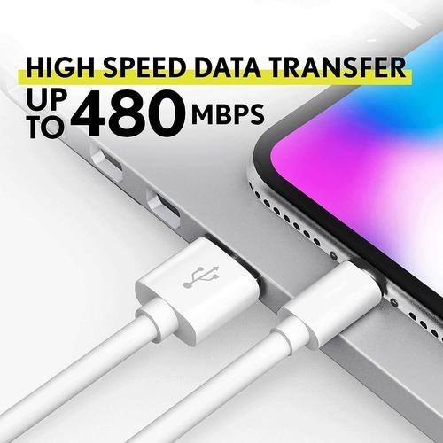 Cable de charge et syncro 25cm, 2,4 A,Compatible avec iPhone, USB-A vers Lightning, Compatible avec vos appareils iOS