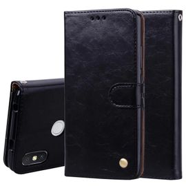 Etui En Cuir - Texture Cire À L'huile,Fentes Pour Cartes Et Support Pour Xiaomi Redmi S2 Noir