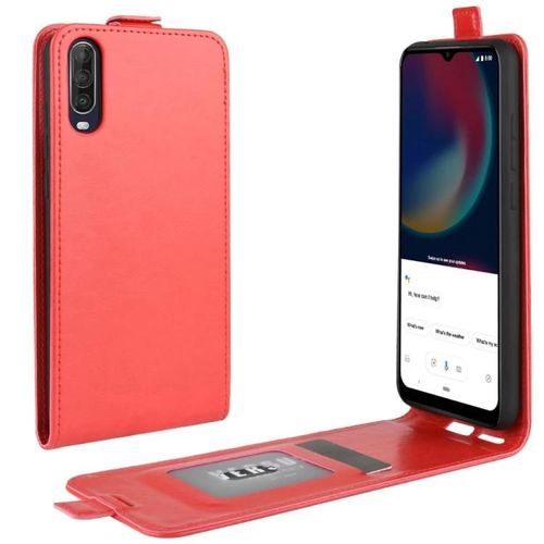 Wiko View 4/4 Lite Étui À Rabat En Cuir - Emplacements Pour Cartes Et Cadre Photo,Rouge Rouge