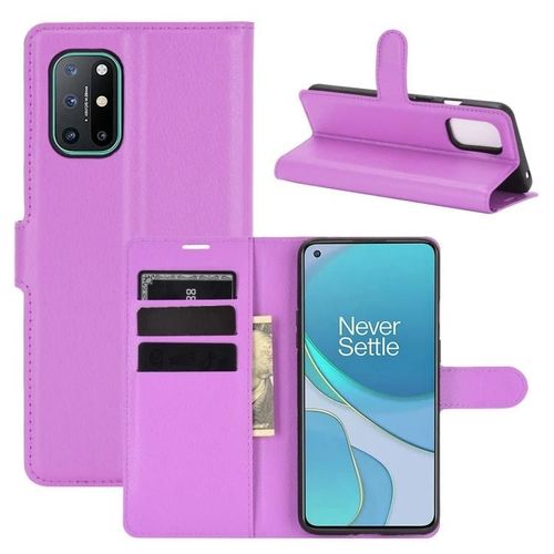 Oneplus 8t Flip Case - Texture Litchi,Portefeuille,Fentes Pour Cartes,Violet Violet