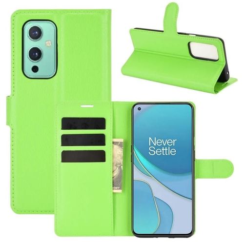Oneplus 9 Flip Case - Texture Litchi,Portefeuille,Fentes Pour Cartes,Vert Vert