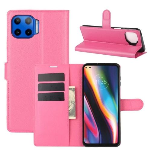 Motorola Moto G 5g Plus Flip Case - Texture Litchi,Fentes Pour Cartes,Portefeuille,Rose Rouge Rose Rouge