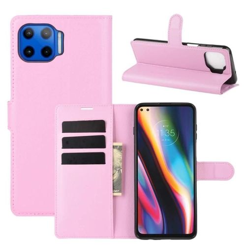 Motorola Moto G 5g Plus Flip Case - Texture Litchi,Fentes Pour Cartes,Portefeuille,Rose Rose