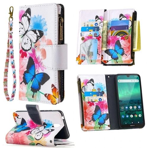 Étui Portefeuille En Cuir Nokia 1.3 - Fermeture Éclair,Fentes Pour Cartes,Design Coloré