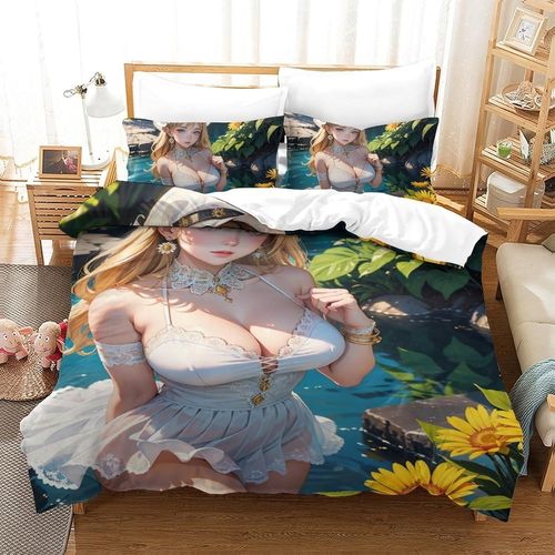 Anime Girls 3d Parure De Lit Imprim¨¦E Avec Housse De Couette En Microfibre Pour Enfants Et Adultes Avec Taies D'oreiller 3 Pieces