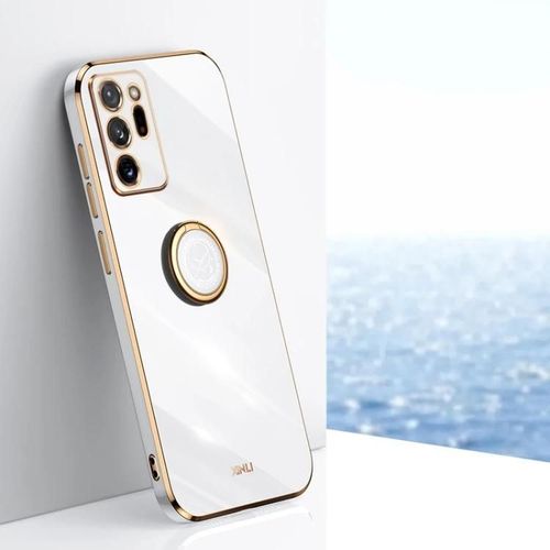 Coque Samsung Galaxy Note20 Ultra - Tpu 6d Électrolytique Avec Support D'anneau,Blanc Blanc