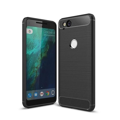 Étui Google Pixel 2 Rugged Armor - Tpu Antichoc,Texture En Fibre De Carbone,Noir Noir