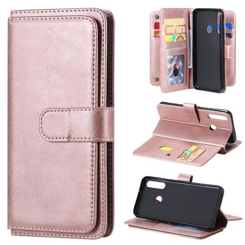Etui En Cuir Pour Huawei Y6p - Flip Magnétique,10 Emplacements Pour Cartes,Portefeuille,Or Rose Or Rose