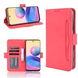 Étui En Cuir Xiaomi Redmi Note 10 Jp - Flip Design,Fentes Pour Cartes,Rouge