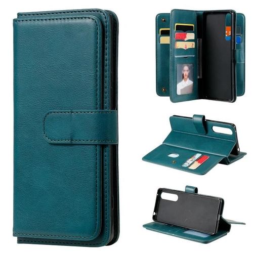 Etui En Cuir Pour Sony Xperia 1 Ii - Boucle Magnétique,10 Emplacements Pour Cartes,Vert Foncé Vert Foncé