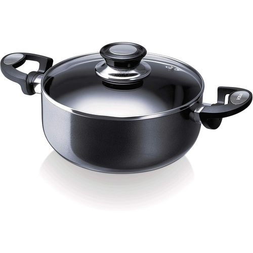 Lbgwp60-13071244 Pro Induc Anthracite Faitout + Couvercle Verre En Aluminium Intérieur Revêtu 24 Cm
