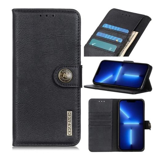 Étui En Cuir Pour Iphone 13 Pro Max - Texture En Cuir De Vachette,Flip Design,Fentes Pour Cartes,Portefeuille - Sunsky Noir Noir