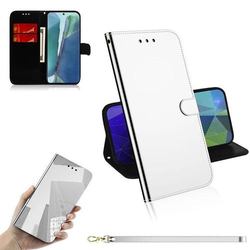 Étui En Cuir Samsung Galaxy Note20 - Flip Design,Fentes Pour Cartes,Cordon,Argent Argent