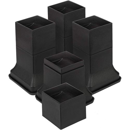 Wagner-Rehausseur Pieds De Lit Rehausseurs De Meuble,Augmenter Hauteur Réglable De 5cm 10cm Ou 15cm(4 Paires,Noir)