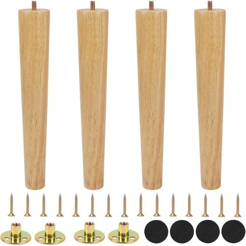 Wagner-Fogawa 4pcs Pieds De Meuble Bois De Rechange 30cm,Pieds De Canapé En Bois Pour Canapé Lit Tiroir Fauteuil Table De Nuit Armoire