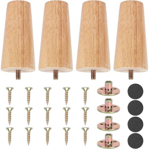 Wagner-4pcs Pieds De Meuble Bois De Rechange Pieds De Canapé En Bois Pour Canapé Lit Tiroir Fauteuil Table De Nuit Armoire(10cm)