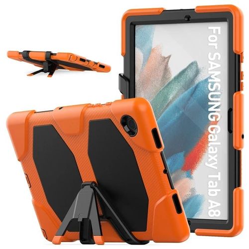 Coque Samsung Galaxy Tab A8 10.5 - Silicone Coloré Et Pc,Orange Orange