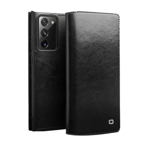 Coque De Téléphone En Cuir Samsung Galaxy Note20 - Qialino Genuine Black Cover Noir