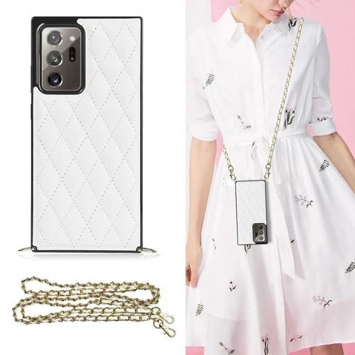 Coque Samsung Galaxy Note20 Ultra - Cuir Microfibre Antichoc + Tpu Avec Bandoulière,Blanc Blanc