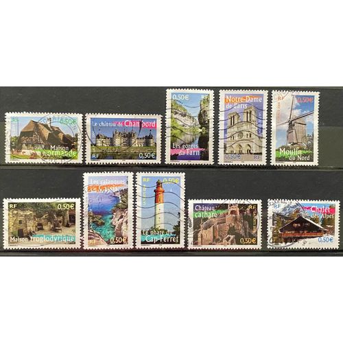 Lot De 10 Timbres Oblitérés France 2004 Y&T N° 3702 À 3711
