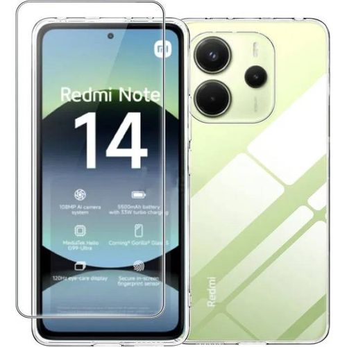 Coque Pour Xiaomi Redmi Note 14 4g + Verre Trempé - Etui Housse Transparent Vitre Protection Ecran Verre Trempé