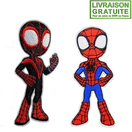 Lot De 2 Patchs Écussons Spider-Man Peter Parker Spiderman (Réf 1) - Thermocollants