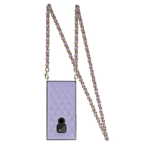Coque Antichoc Huawei Mate 20 - Élégant Motif Rhombique,Cuir Microfibre + Tpu,Violet Avec Bandoulière Violet