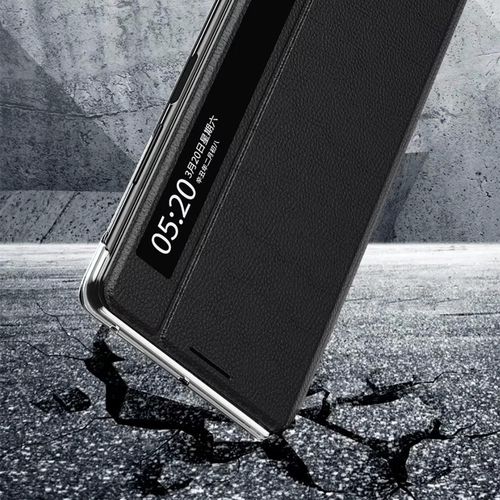 Coque De Téléphone Honor Magic V2 - Smart View Window,Cuir Uni,Noir Noir