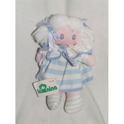 POUPEE LA NINA CHIFFON TISSU BLEU RAYE 17 cm