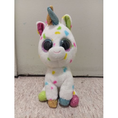 COLLECTION BEANIE BOO'S : PELUCHE ANIMALE LA LICORNE 23 cm EN FAUSSE FOURRURE ULTRA DOUCE, EFFET TOUT DOUX SUR LA CRINIÈRE et PAILLETTES SUR LA CORNE ET LES SABOTS. YEUX EN PLASTIQUE SCINTILLANTS