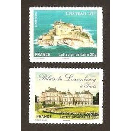 Châteaux Et Demeures Historiques De Nos Régions : Le Château D'If Et Le Palais Du Luxembourg La Paire Année 2012 Autoadhésifs N° 722a Et 730a Yt Luxe Validité Permanente Prioritaire (Hors Carnets)