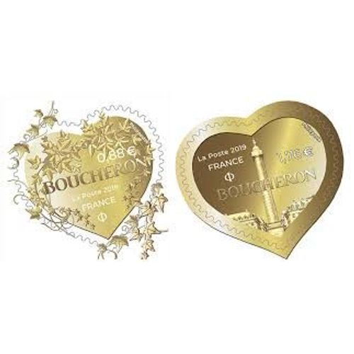 Saint Valentin : Coeurs Boucheron (Lierre Et Monnaie) La Paire Année 2019 Autoadhésifs N° 1669 1670 Yvert Et Tellier Luxe