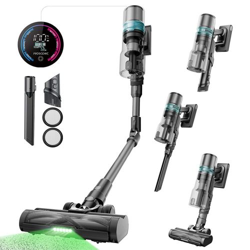 Aspirateur balai sans fil Proscenic P16, 550W/50 kPa/55 min, tube pliable, technologie GreenEye, brosse anti-enchevêtrement pour tapis, poils d'animaux, sols durs et voiture