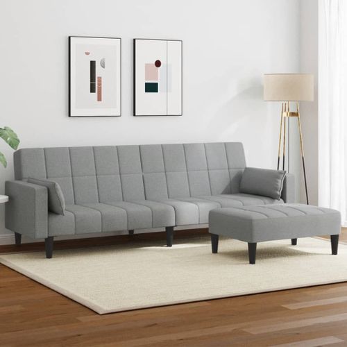 Vidaxl Canapé-Lit À 2 Places Avec Repose-Pied Gris Clair Tissu
