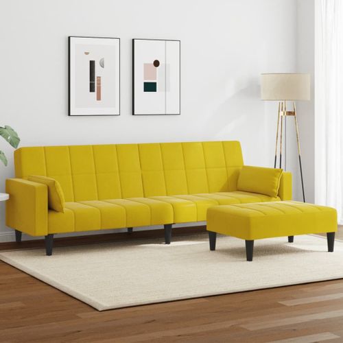 Vidaxl Canapé-Lit À 2 Places Avec Repose-Pied Jaune Velours