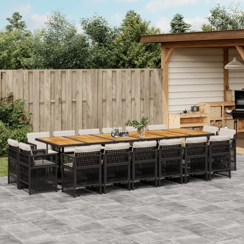 Vidaxl Ensemble À Manger De Jardin 17 Pcs Coussins Noir Résine Tressée