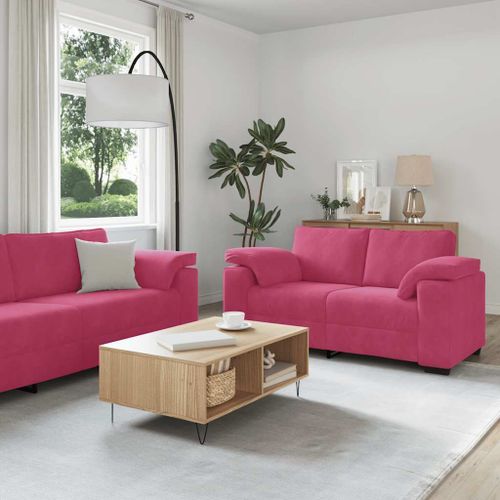 Vidaxl Ensemble De Canapés 3 Pcs Avec Coussins Rouge Bordeaux Velours