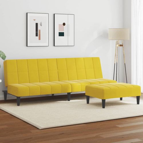 Vidaxl Canapé-Lit À 2 Places Avec Repose-Pied Jaune Velours