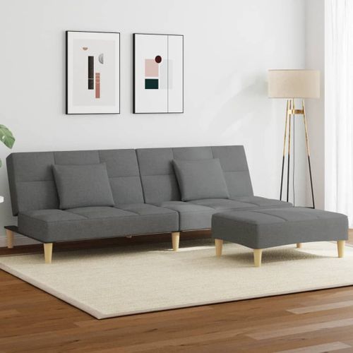 Vidaxl Canapé-Lit À 2 Places Avec Repose-Pied Gris Foncé Tissu