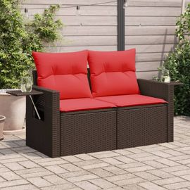 Vidaxl Canapé De Jardin Avec Coussins 2 Places Marron Résine Tressée