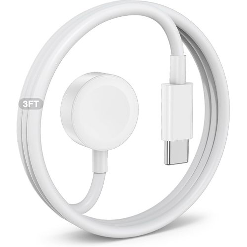 Chargeur Apple Watch, Iwatch De Charge Rapide Magnétique Usb-C Câble, [Certifié Mfi] Sans Fil Station De Charge Rapide Magnétique Compatible Apple Watch Series Ultra/Se/9/8/7/65/4/3/2 (1m)-Blanc