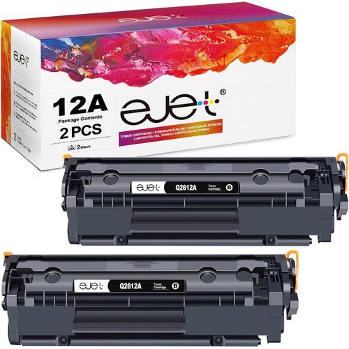 12A Compatible pour HP 12A Q2612A Cartouches de Toner pour Laserjet 1010 1012 1015 1018 1020 1022 1022n 1022nw 3020 3030 3050 3052 M1055 5 M133 19 M1319f (Noir, 2-Pack)