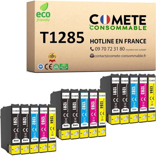 Marque française - T1285-15 Cartouches d'encre Compatibles avec Epson T1285 Renard - pour Epson Stylus T22 Office BX305F BX305FW SX125 SX130 SX230 (Noir et Couleur)