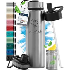 SHIBA-Gourde Inox Isotherme ACTIVE FLASK 1l/500ml sans BPA + Paille